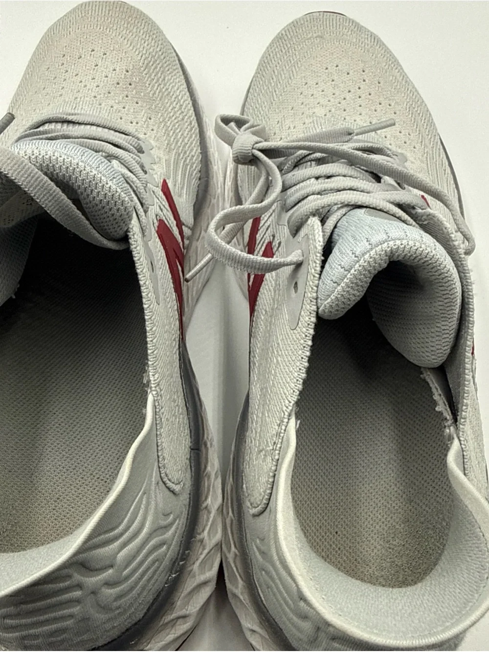 New Balance Men’s Fresh Foam Running Shoes - Light Gray with Red Accents